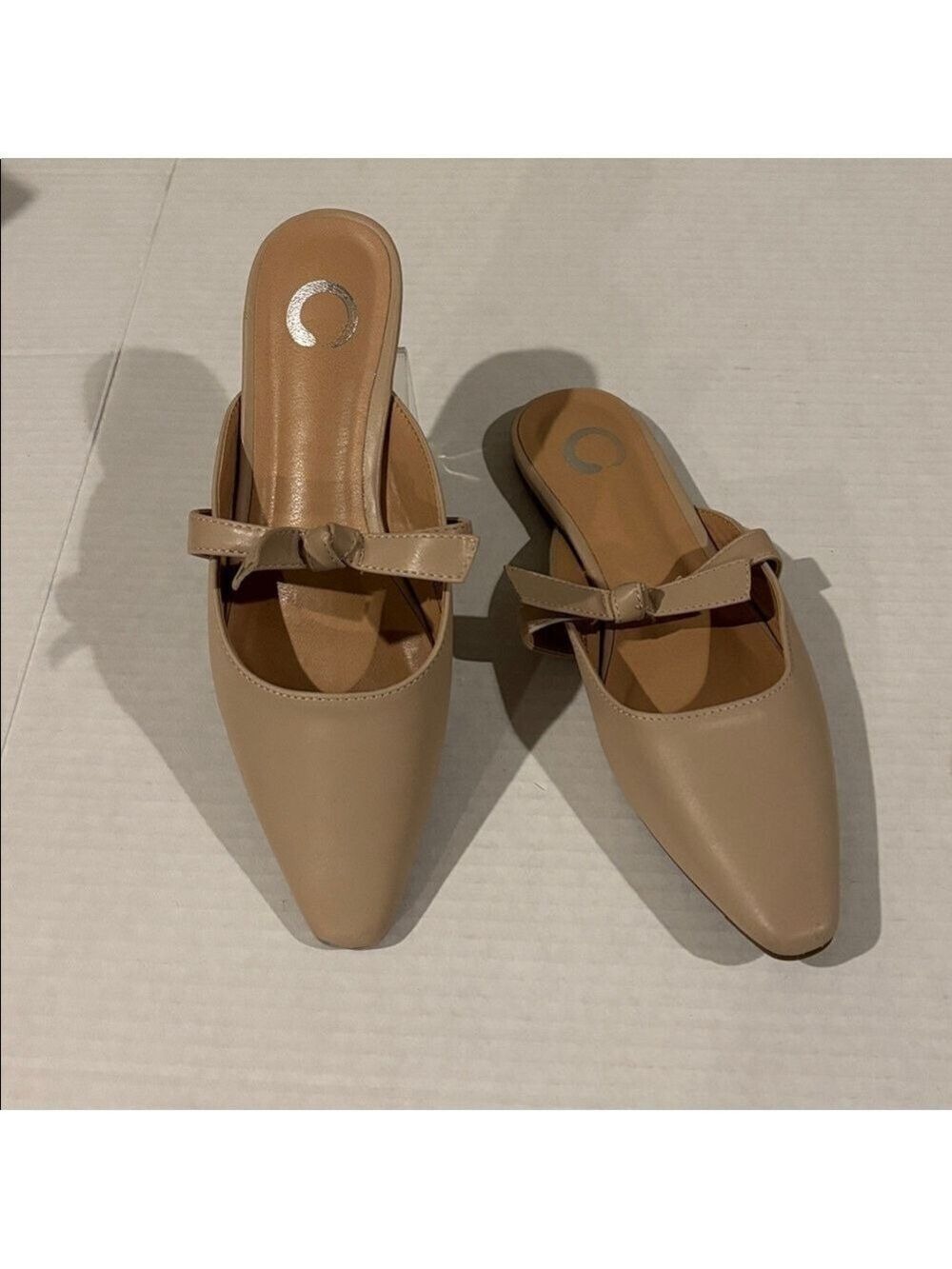 Brinley Co. Tan Mailee Vegan Leather Flat Rounded Square Toe Mule - Size 6.5 - Picture 3 of 8